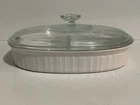 Vintage Corning Ware French White F-6-B Divided Dish w/ Pyrex DC 1.5C Lid 1.8L