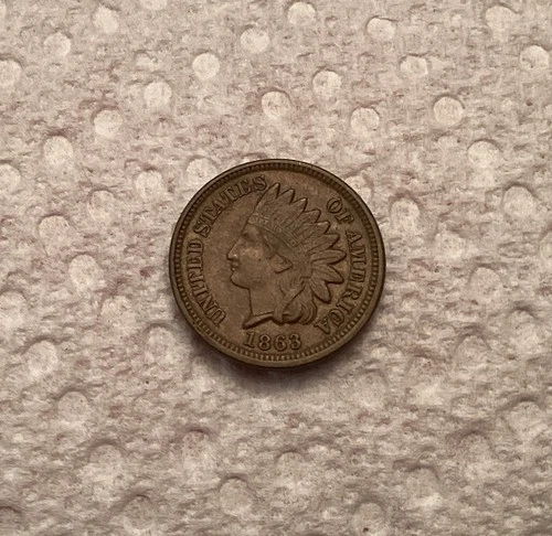 1863 Indian Head Cent Penny Extra Fine XF Condition - Please Confirm with Photos