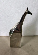 Vintage Dansk Designs Miniature Giraffe Figure Silver Paperweight Figurine 4"H