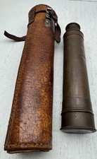 3 Draw 7-17 Telescope Spyglass Brass Leather Case Victorian Maritime Vintage