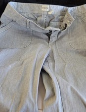 Chico's Women's Striped Cotton Capris Navy White Button Zipper Flat Front