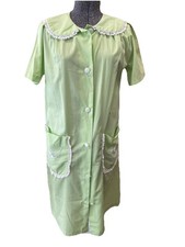 Vintage Mint Green Housecoat Size 10-EUC-kitschy-mid Century-embroidered Butterf