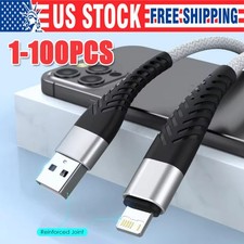 Braided Fast Charger Cable Heavy Duty USB lot Cord For iPhone 14 13 12 11 X XR 8