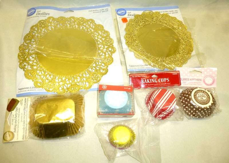 Wilton Gold Foil Doilies & loaf pan lines + Assorted cupcake muffin paper liner