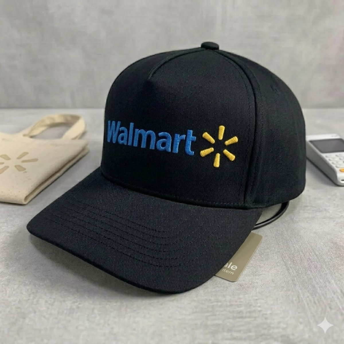 Walmart Logo Embroidered Baseball Cap - Black Kaki Twill Classic