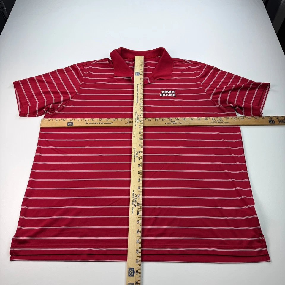 Adidas UL Lafayette Rajun Cajuns Polo Shirt Mens 2XL XXL Red Striped NCAA - Image 4 of 4