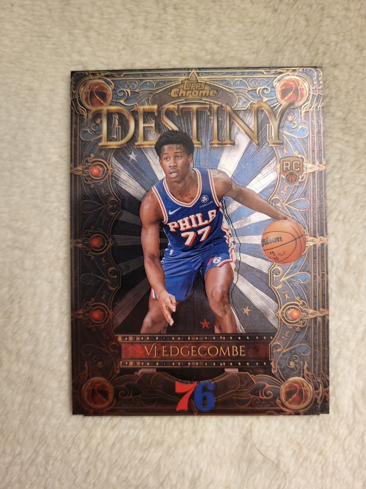 2025-26 Topps Chrome VJ Edgecombe RC Destiny #D-3 Rookie 76ers Insert