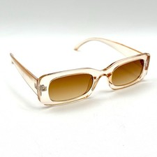 Fashion Square Designer Sunglasses Clear Pink Retro Frame Brown Gradient Lenses