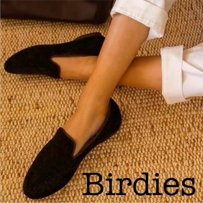 Birdies The Starling Velvet Black Smoking Slipper Flat Loafer Size 9.5