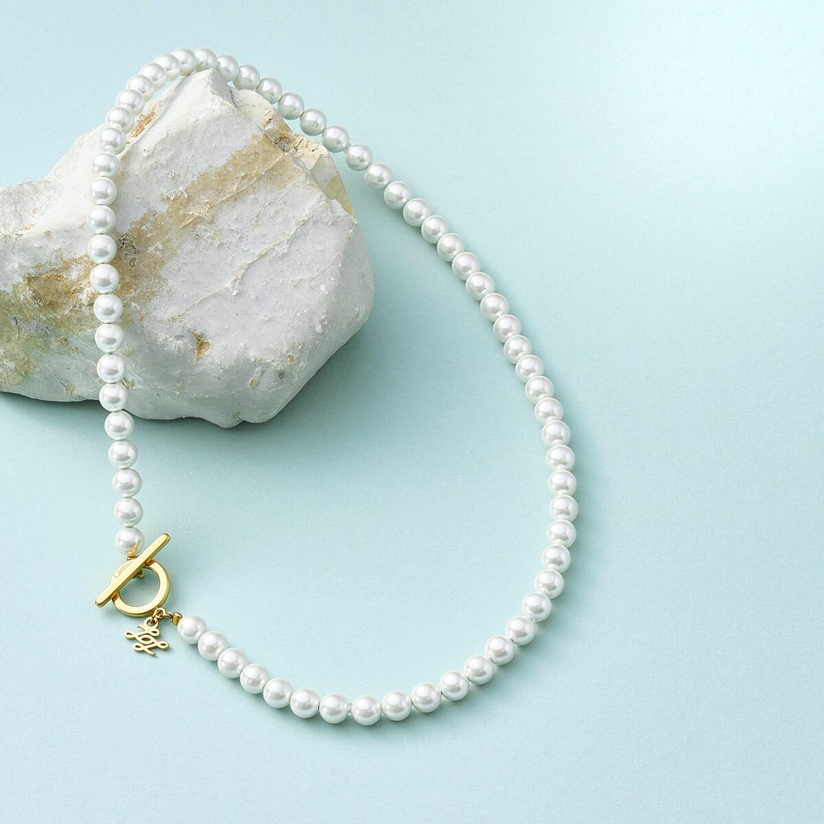 Colantotte Magnetic Pearl Necklace, White x Gold, 42cm