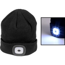 Image of LED Headlight Beanie Rechargeable Knit Hat 150lm - Black