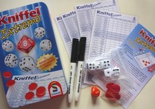 Kniffel EXTREME Schmidt Reisespiel mit 4 laminierten Karten abwischbar NEU Dose