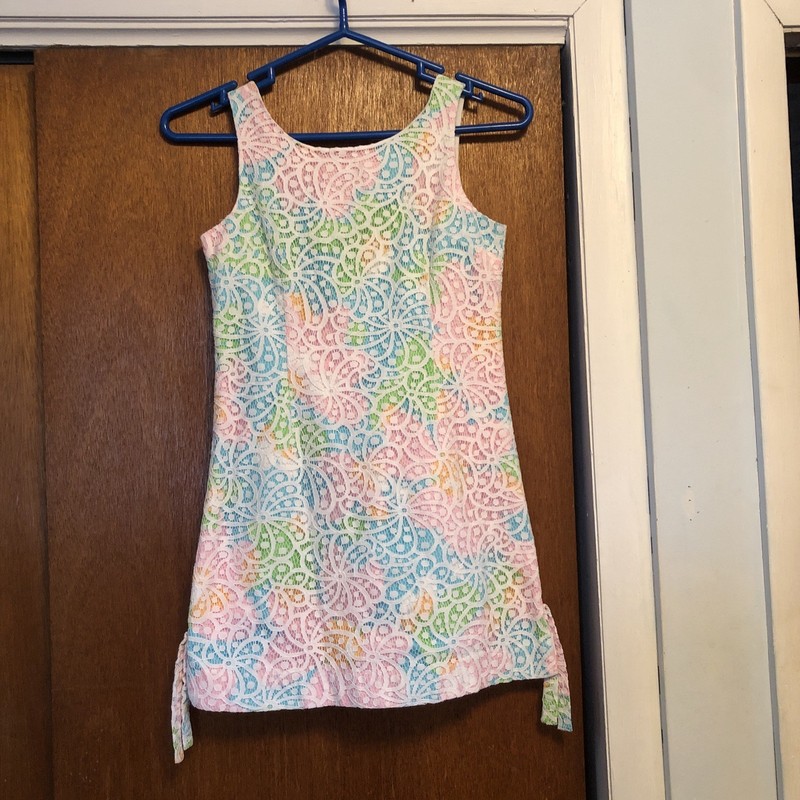 Lilly Pulitzer Girls Dress Size 12 Multicolor Lace Lilly Hem/ Sleeveless