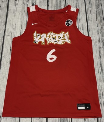 EYBL Team Nike Dri-Fit Unity Red #6 Red White Basketball Jersey Mens Size  Large