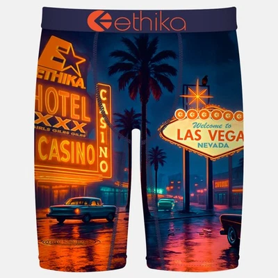 Ethika Lot de 1 Boxer Brief Homme Staple Fit VEGAS Bleu, Polyester/Spandex - Photo 1/3