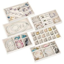 Set of 6 Velvet Jewelry Tray Stackable Jewelry Drawer Organizer Inserts