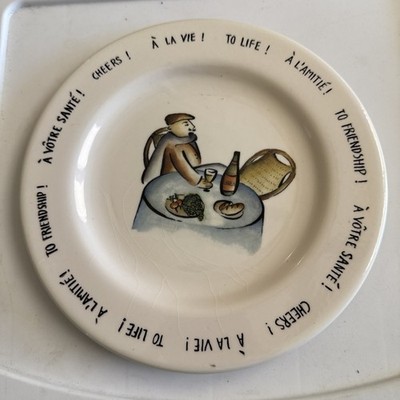 VINTAGE ROSANNA IMPORT FRENCHMAN WINE & CHEESE PLATE FROM  ITALY  8 1/2''