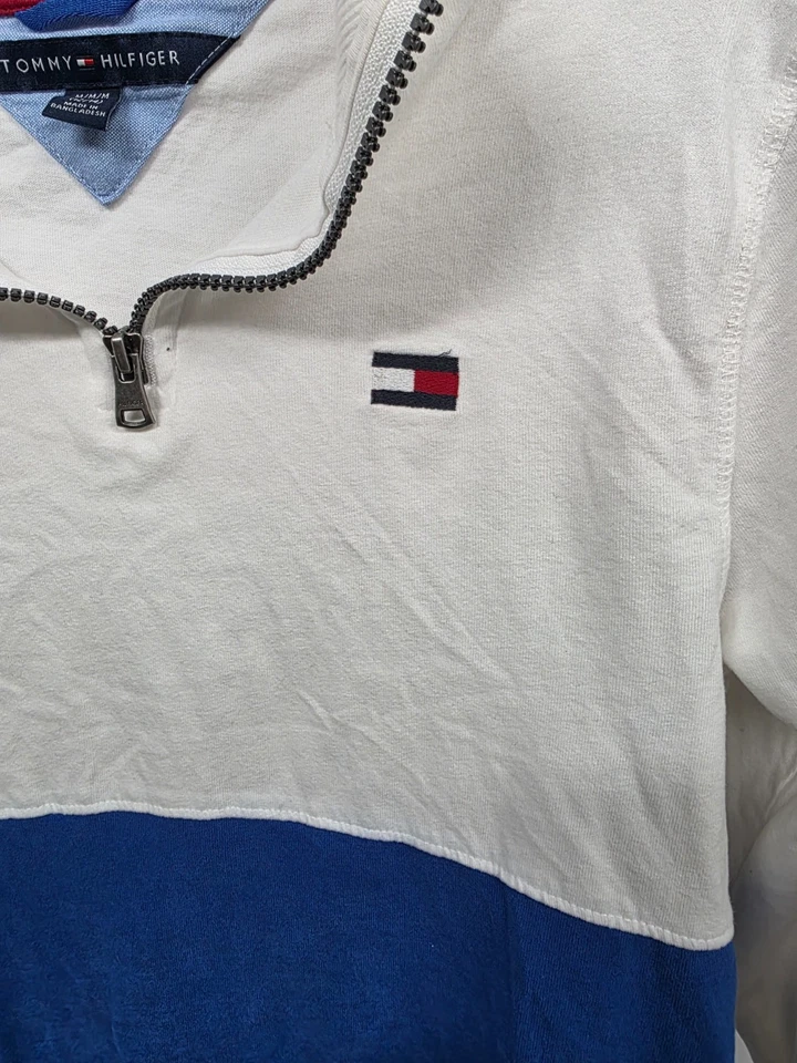 Tommy Hilfiger Suéter Niños 12 14 Sudadera Pullover Logo Cuarto Cremallera Foto 3 de 4