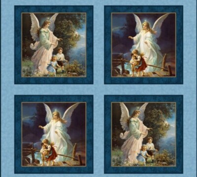 MDG - Religious - Guardian Angel Quilting and Crafting Fabric Pillow Panel 