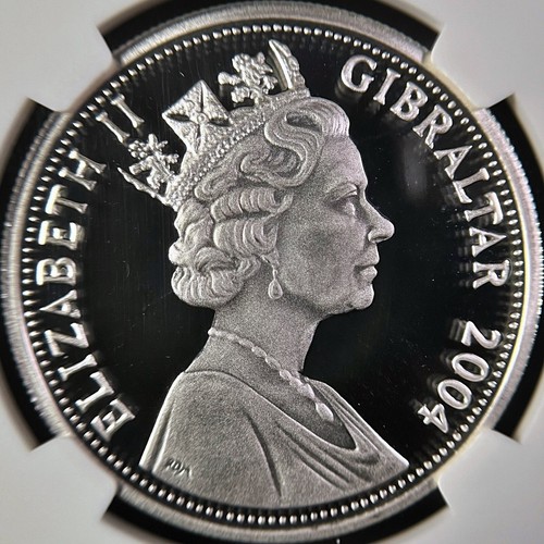 GIBRALTAR. 2004, 5 Pounds, Silver - NGC PF69 - Top Pop 🥇 WWII, D-Day, Red Poppy - Picture 5 of 5