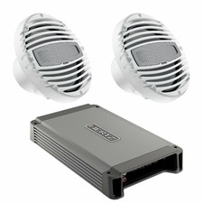 Hertz Hcp 2mx 1200w 2-channel Marine Amplifier With 8" Marine Coaxial Speakers