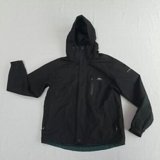 Trespass Coat Tp50 Waterproof Windproof Hooded Zipper Logo Pocket Black Xs