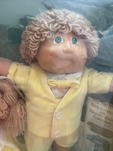 Vintage 1985 Cabbage Patch Kid Twin Girls 16" Dolls Brown Hair, Blue Eyes RARE - Picture 3 of 5