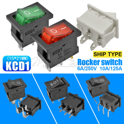 KCD1 Rocker Boat Switch 15*21MM DPST/DPDT Terminals ON/OFF 2/3/4/6PIN 6A 250V
