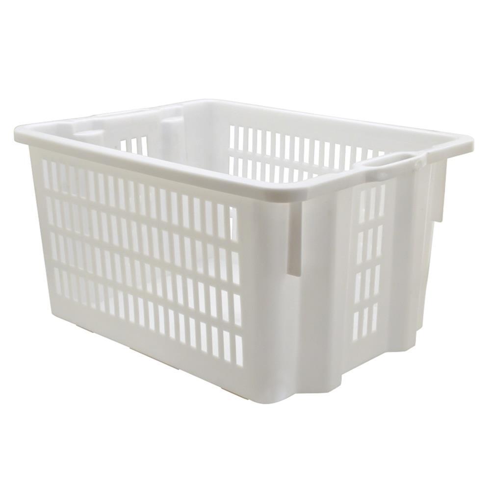 Cassetta sovrapponibile e inseribile, 50 Lt, bianco, base chiusa e pareti forate