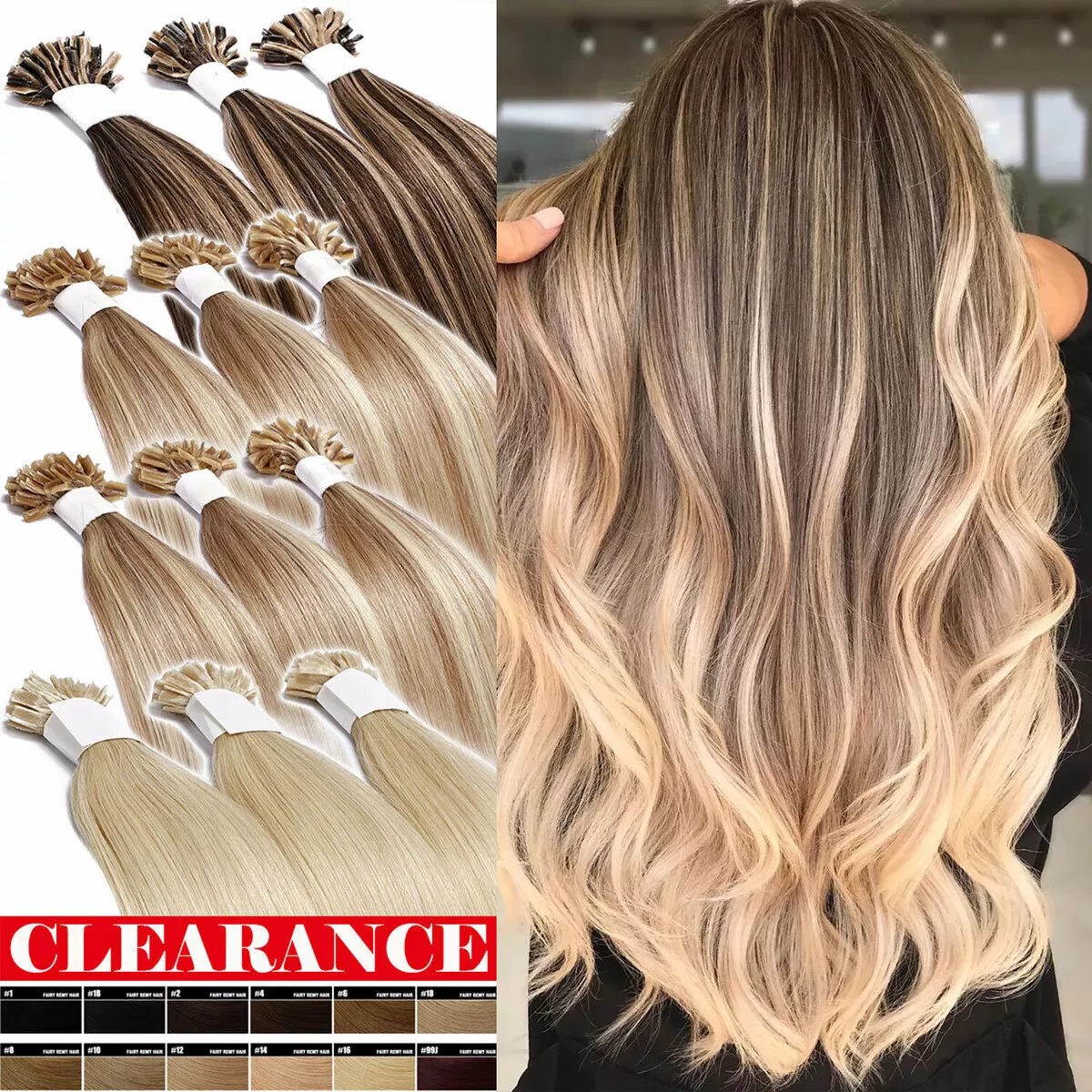 US CLEARANCE Thick Nail U Tip Remy Human Hair Extensions Pre
