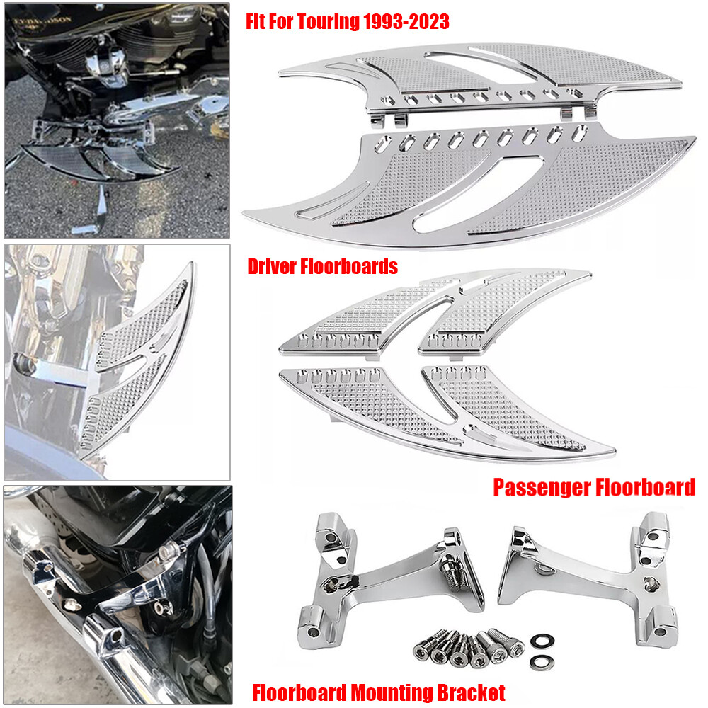 スティッチ Chrome Cut Driver Passenger Floorboard Foot Pegs w/ Mount