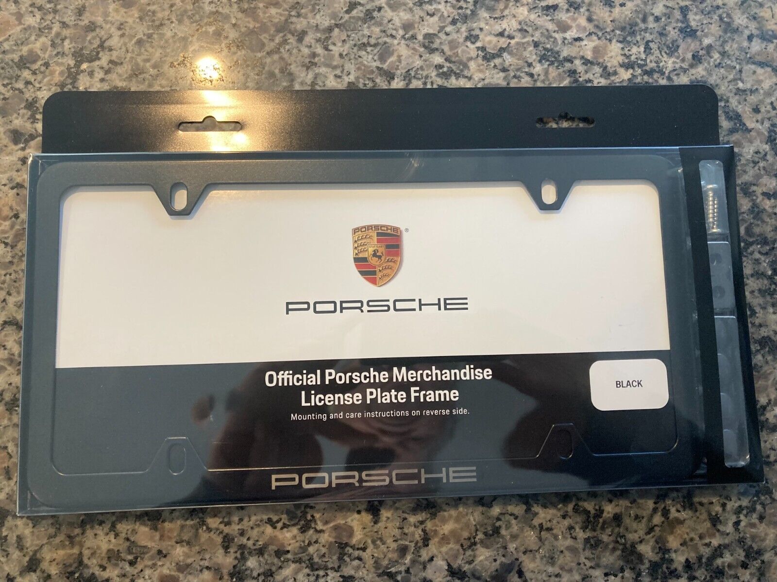 PORSCHE DESIGN BLACK SLIMLINE "PORSCHE" LICENSE PLATE FRAME W/HARDWARE