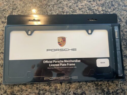 PORSCHE DESIGN BLACK SLIMLINE "PORSCHE" LICENSE PLATE FRAME W/HARDWARE - Picture 1 of 7