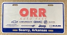 Orr Auto Park Dodge Jeep Ram Dealership Vintage Booster License Plate Searcy