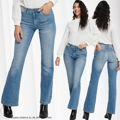 Jean évasé taille haute en denim extensible femme JDYFLORA