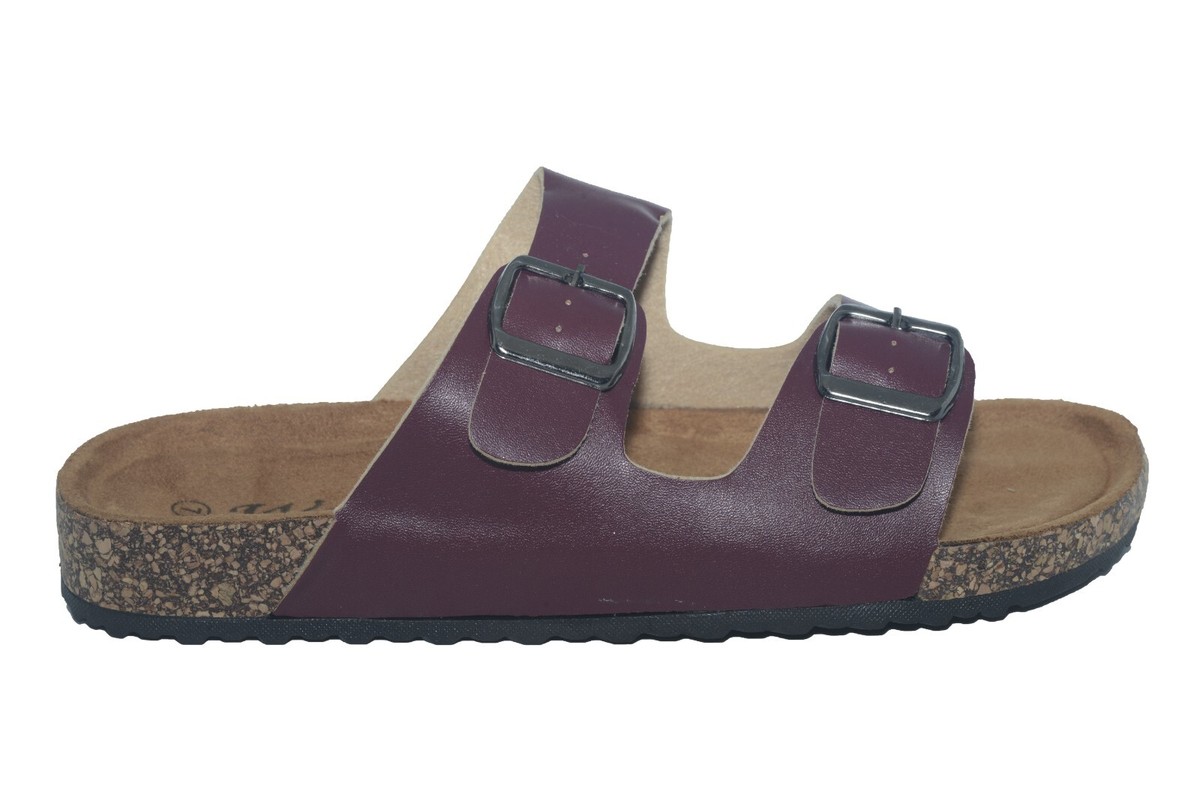 New Women Molded Footbed Double Buckle Slide Flip Flop Shoes