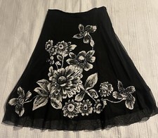 Anthropologie BASIL  MAUDE Women's Black Beaded A-Line Skirt Size 6