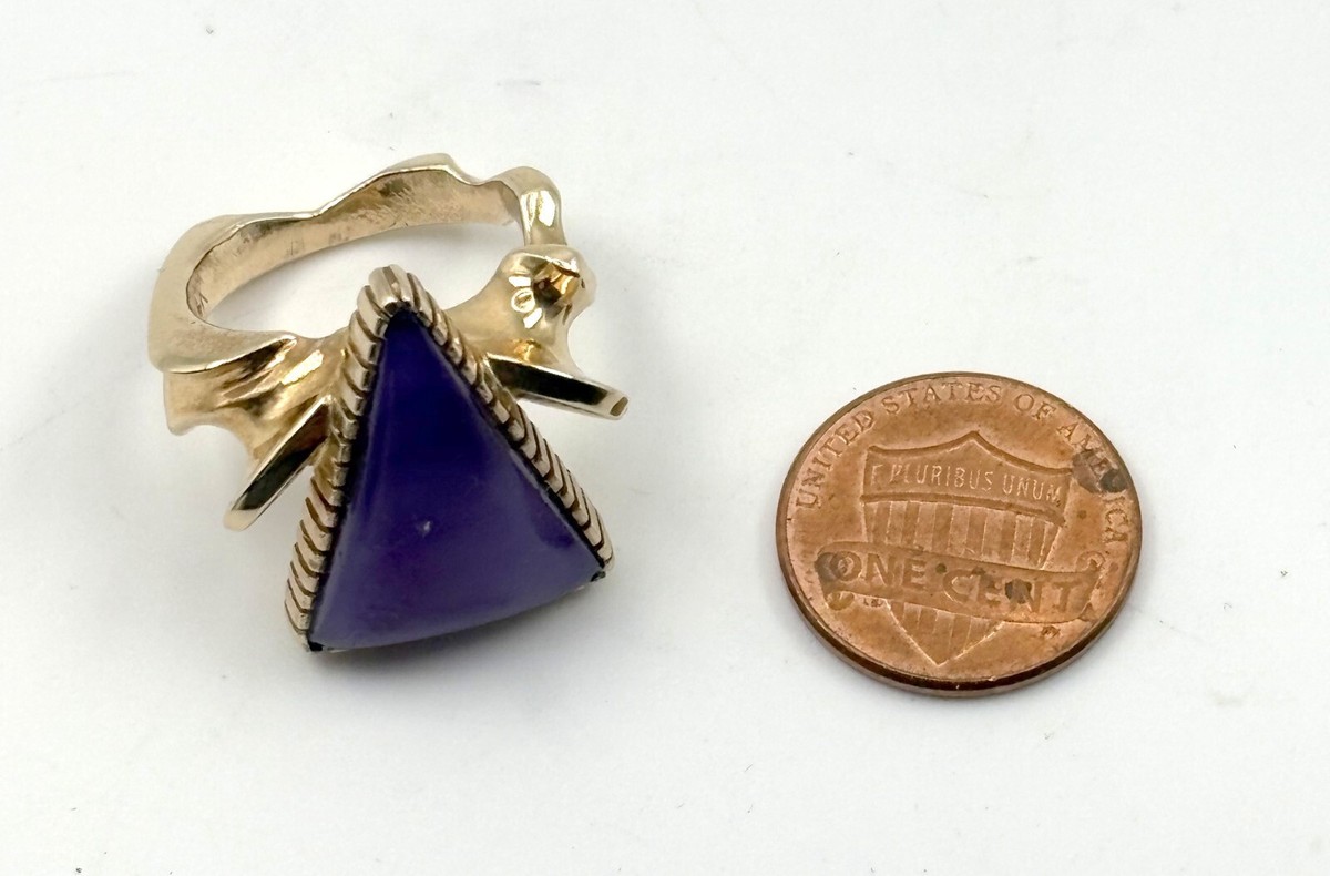 DUANE MAKTIMA HOPI LAGUNA RARE VINTAGE 14K GOLD RING WITH RARE