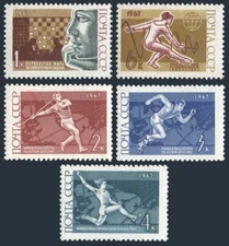 Russia 3361-3365,MNH.Michel 3363-3365,3381,3385. Sport Championships 1967.