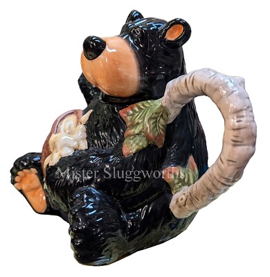 Vintage Barefoots Black Bear Yogi Bruin Ceramic Porcelain Honey