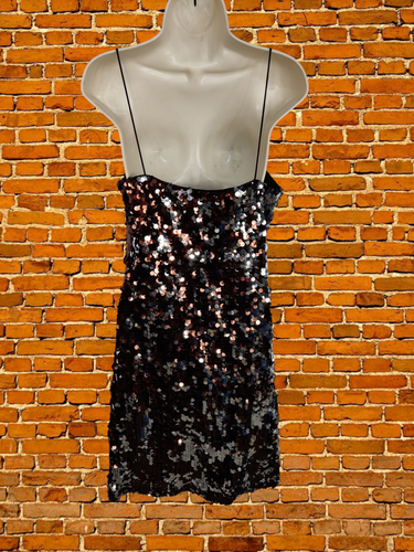 BNWT DOROTHY PERKINS TALL UK 12 CHOCOLATE DRESS MINI SEQUIN PARTY OCCASION WOMEN - Picture 5 of 5
