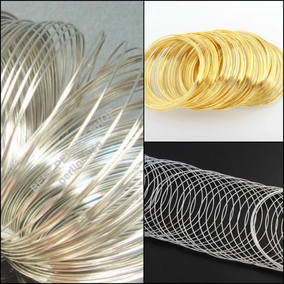 PERLIN 60 mm Spiraldraht Armbänder Schmuckteile 100/200 Ringe Stahl Memory Wire