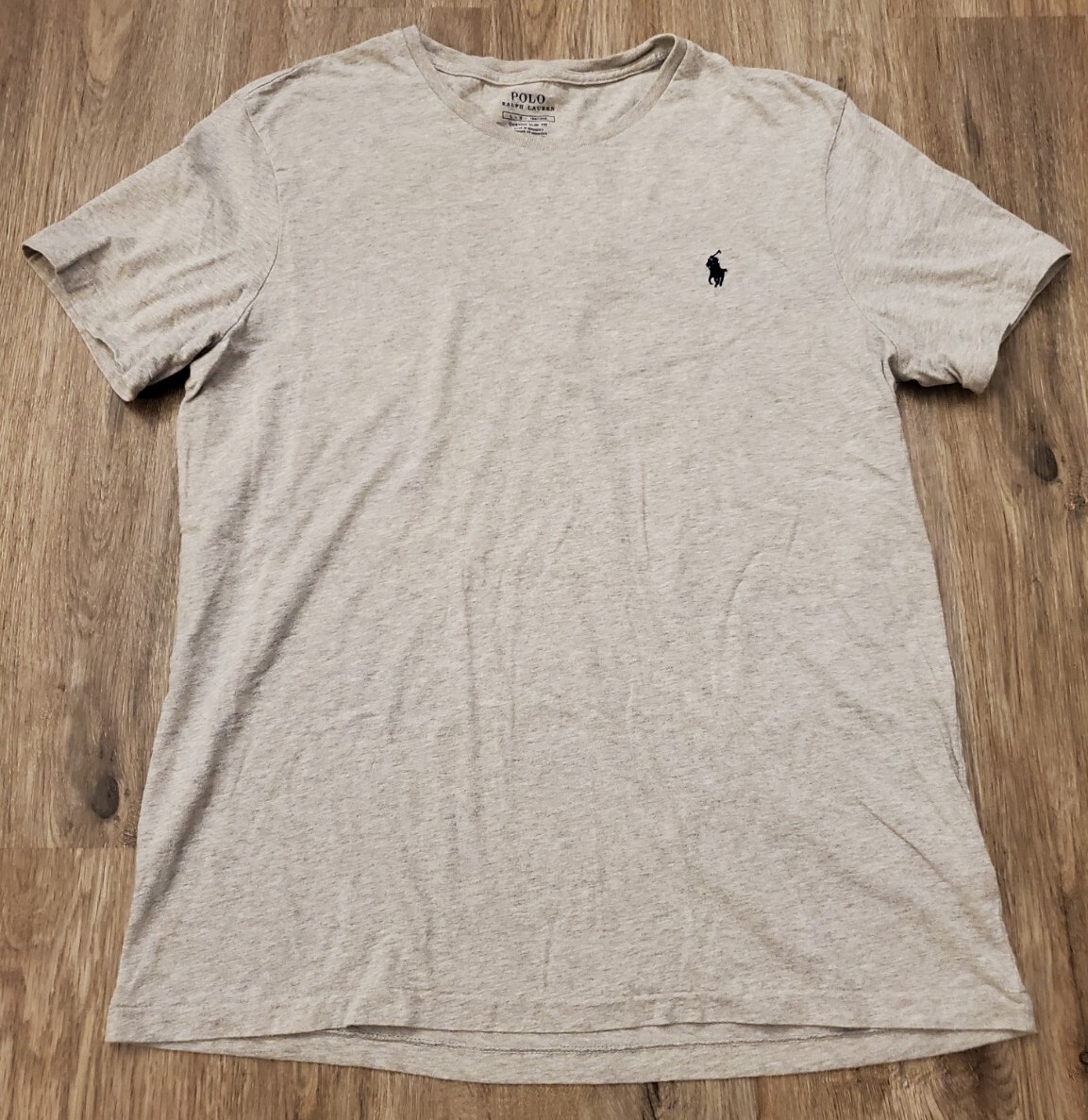 PONY Polo Ralph Lauren T Shirt Grigio Con Cavallo Navy 100% Cotone Uomo Taglia Large