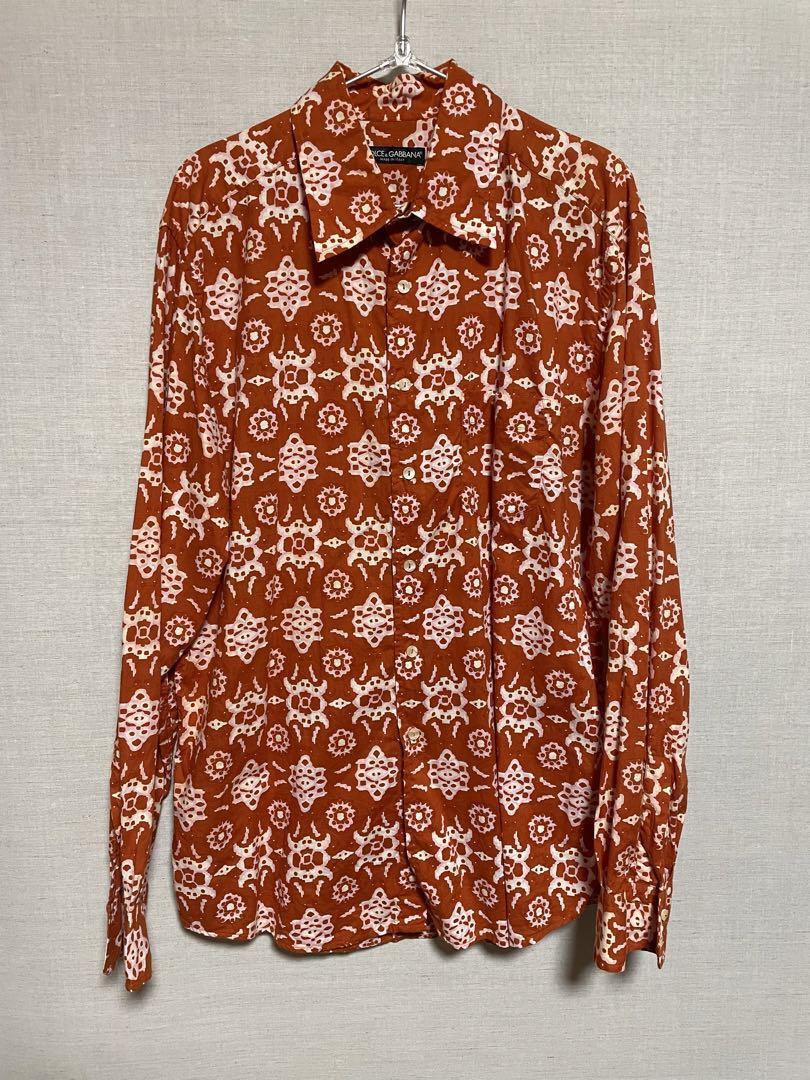 Dolce&Gabbana Men XL Vintage Floral Long Sleeve Shirt 42 Classic 