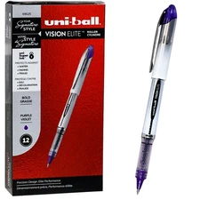 Uni-ball Vision Elite 69025, Purple Ink 0.8mm Bold Pt. Rollerball Pen, Box of 12
