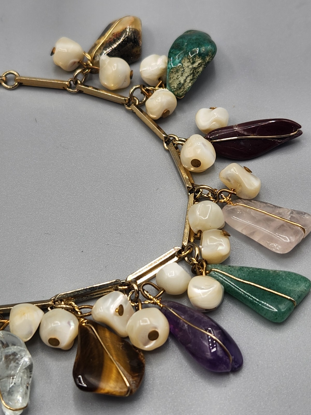 Mixed Assorted Natural Stone Nugget Necklace and … - image 2