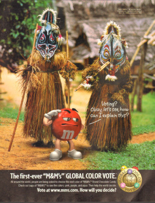 2002 magazineCandy AD M&M's Global Color Vote, which new color
