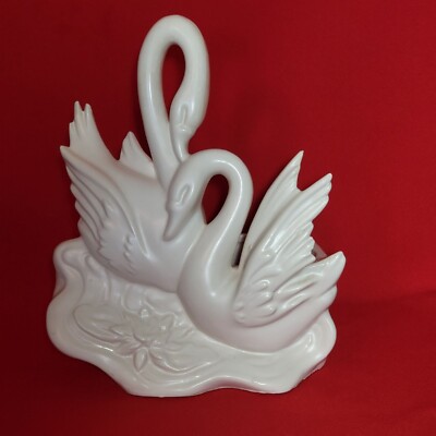 Hull Porcelain Double Swan Planter Figurine Home Decor