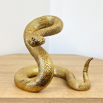 Schlangenornament Statue Figur Skulptur Wohnkultur Tier Reptil Goldharz