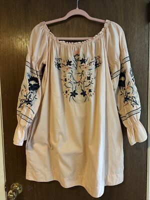Free People Fleur Du Jour Embroidered Off Shoulder Mini Dress Sz Large  Cotton | eBay